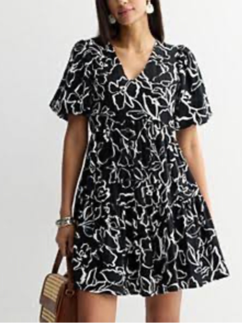 She + Sky Black Floral Boutique Dress Size L XL